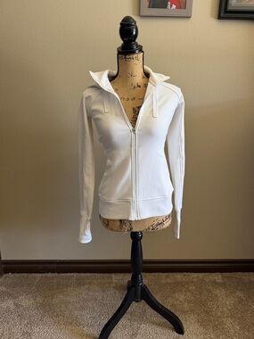Athleta White Full-Zip Hooded Jacket